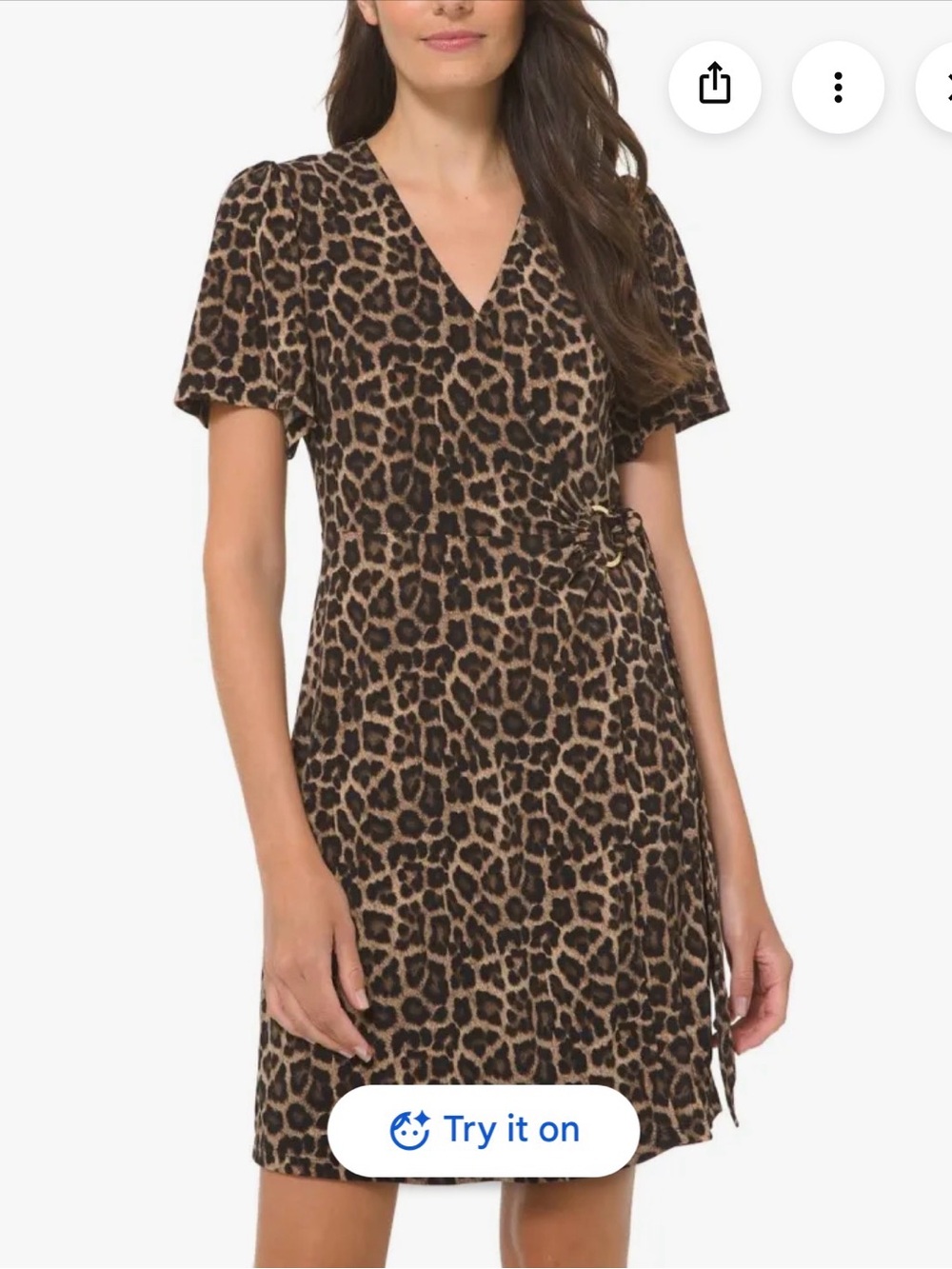 MICHAEL Michael Kors Leopard Print Wrap Mini Dress in Brown and Black